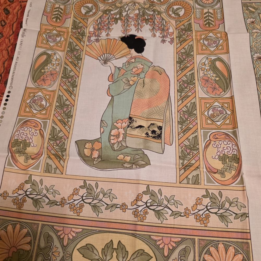 Elegant Japanese Geisha Fabric Panel